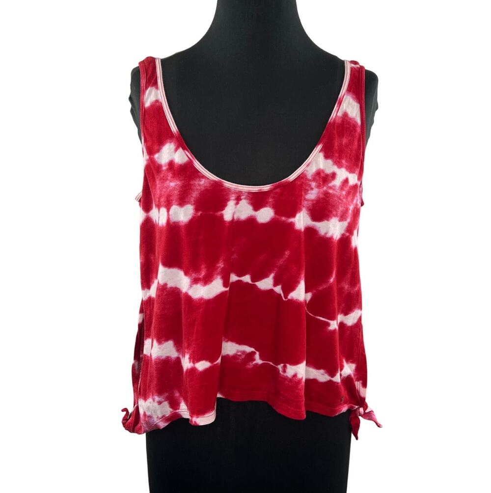 Denim & Supply Ralph Lauren Red Tie-Dye Side Tie Tee Tank Top Shirt Size L Large